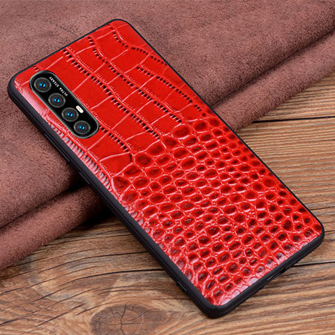 Custodia Lusso Pelle Cover S08 per Oppo Reno3 Pro Rosso