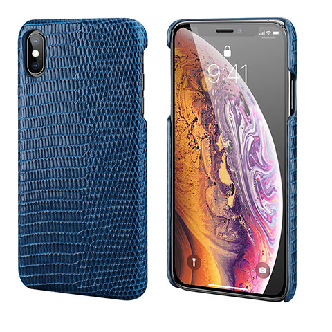 Custodia Lusso Pelle Cover S12 per Apple iPhone X Blu