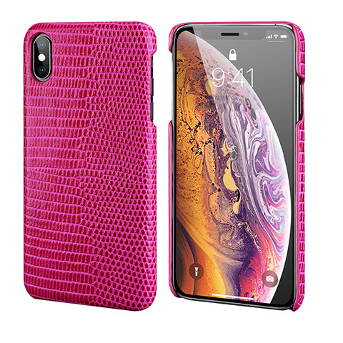 Custodia Lusso Pelle Cover S12 per Apple iPhone Xs Max Rosa Caldo