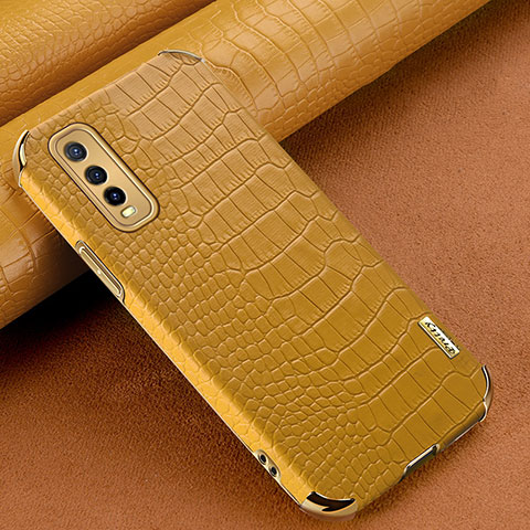 Custodia Lusso Pelle Cover XD1 per Vivo Y70S 5G Giallo