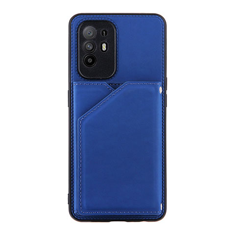 Custodia Lusso Pelle Cover Y01B per Oppo A95 5G Blu