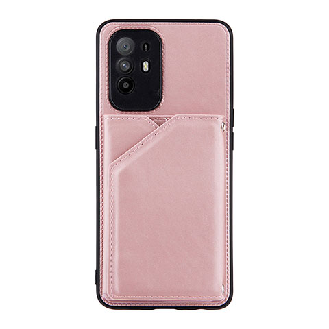 Custodia Lusso Pelle Cover Y01B per Oppo A95 5G Oro Rosa