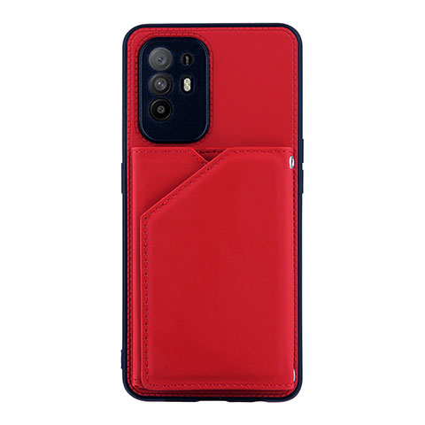 Custodia Lusso Pelle Cover Y01B per Oppo A95 5G Rosso