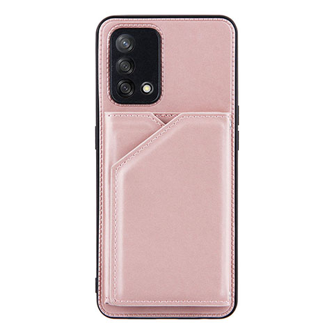 Custodia Lusso Pelle Cover Y01B per Oppo F19 Oro Rosa