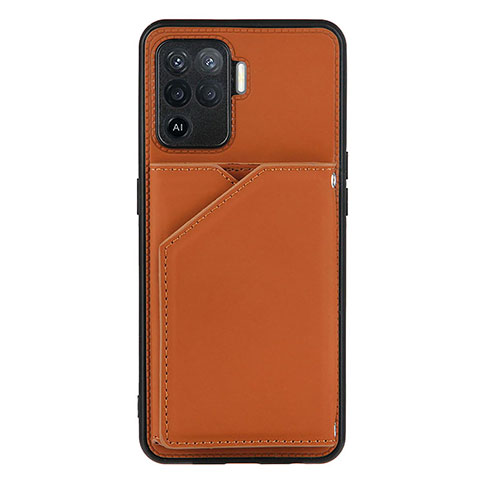 Custodia Lusso Pelle Cover Y01B per Oppo F19 Pro Marrone