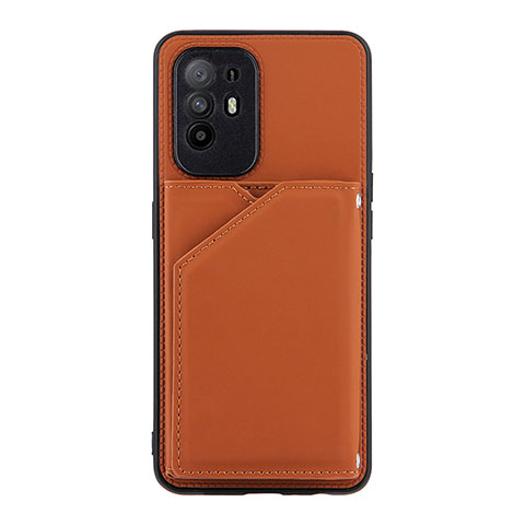 Custodia Lusso Pelle Cover Y01B per Oppo F19 Pro+ Plus 5G Marrone