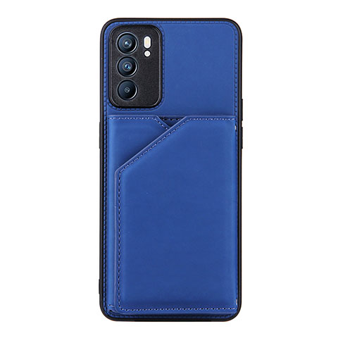 Custodia Lusso Pelle Cover Y01B per Oppo Reno6 5G Blu