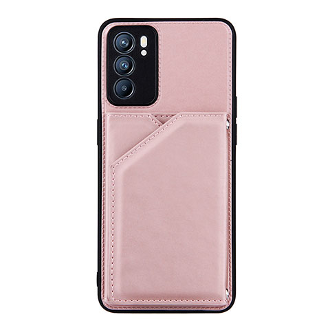 Custodia Lusso Pelle Cover Y01B per Oppo Reno6 5G Oro Rosa