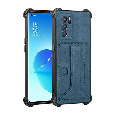 Custodia Lusso Pelle Cover Y01B per Oppo Reno6 Pro 5G India Blu