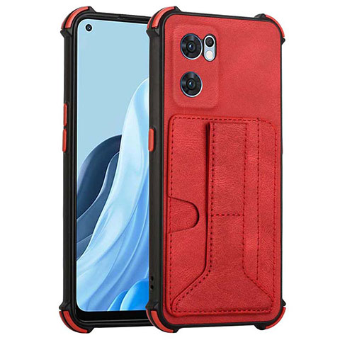 Custodia Lusso Pelle Cover Y01B per Oppo Reno7 5G Rosso