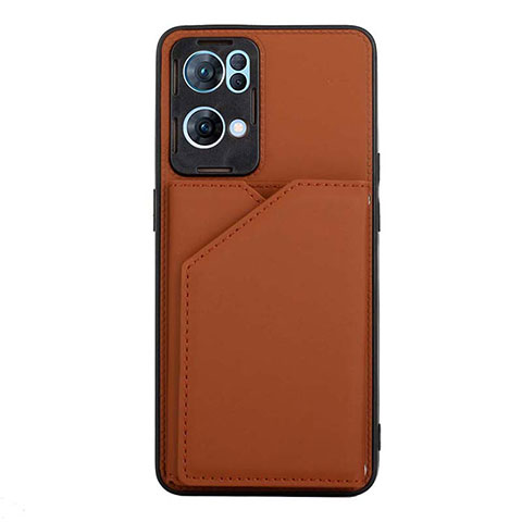 Custodia Lusso Pelle Cover Y01B per Oppo Reno7 Pro 5G Marrone