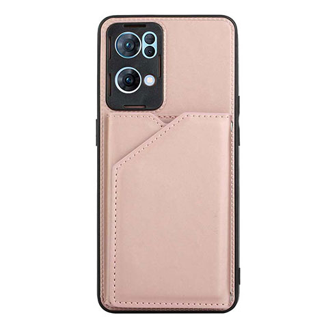 Custodia Lusso Pelle Cover Y01B per Oppo Reno7 Pro 5G Oro Rosa