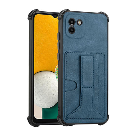 Custodia Lusso Pelle Cover Y01B per Samsung Galaxy A03 Blu