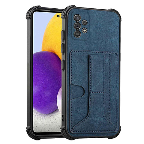 Custodia Lusso Pelle Cover Y01B per Samsung Galaxy A72 4G Blu