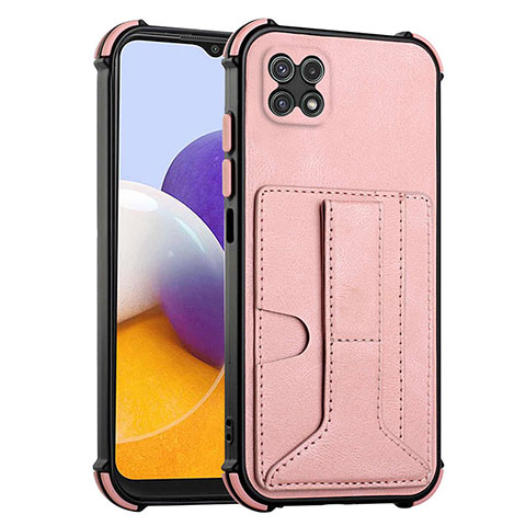 Custodia Lusso Pelle Cover Y01B per Samsung Galaxy F42 5G Oro Rosa