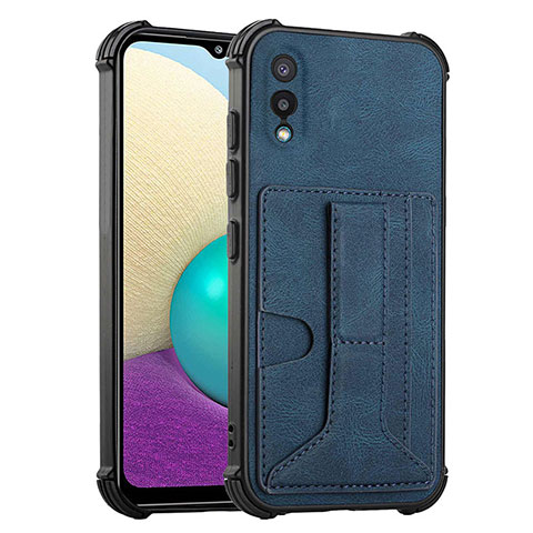 Custodia Lusso Pelle Cover Y01B per Samsung Galaxy M02 Blu