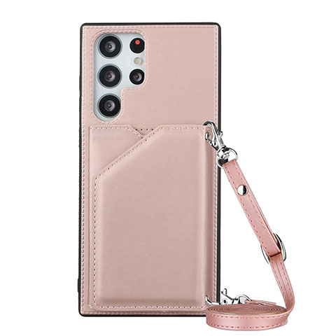 Custodia Lusso Pelle Cover Y01B per Samsung Galaxy S24 Ultra 5G Oro Rosa