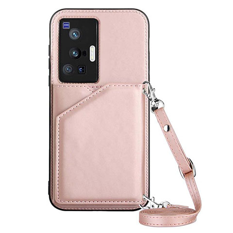 Custodia Lusso Pelle Cover Y01B per Vivo X70 Pro 5G Oro Rosa