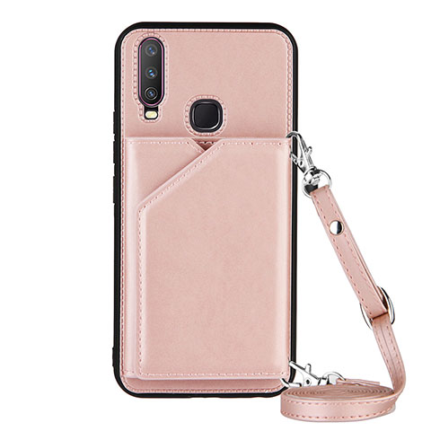 Custodia Lusso Pelle Cover Y01B per Vivo Y12 Oro Rosa