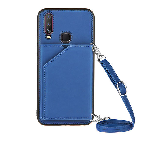 Custodia Lusso Pelle Cover Y01B per Vivo Y15 Blu