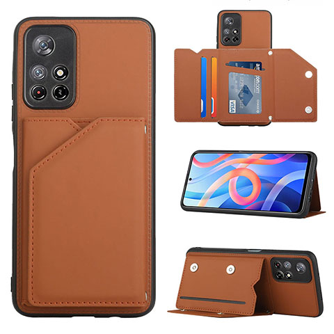 Custodia Lusso Pelle Cover Y01B per Xiaomi Poco M4 Pro 5G Marrone