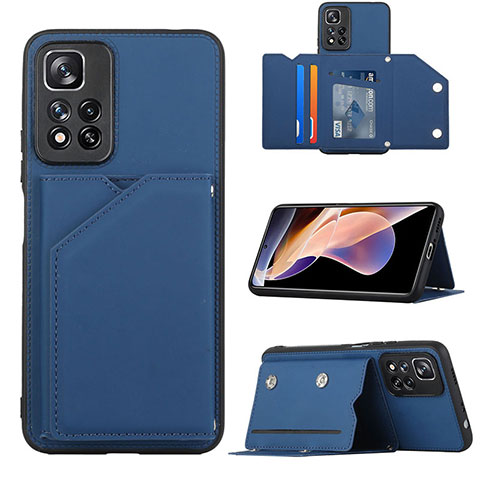 Custodia Lusso Pelle Cover Y01B per Xiaomi Poco X4 NFC Blu