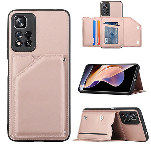 Custodia Lusso Pelle Cover Y01B per Xiaomi Poco X4 NFC Oro Rosa