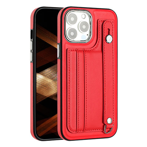 Custodia Lusso Pelle Cover Y02B per Apple iPhone 16 Pro Rosso