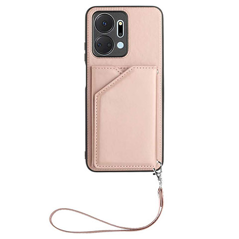 Custodia Lusso Pelle Cover Y02B per Huawei Honor X7a Oro Rosa