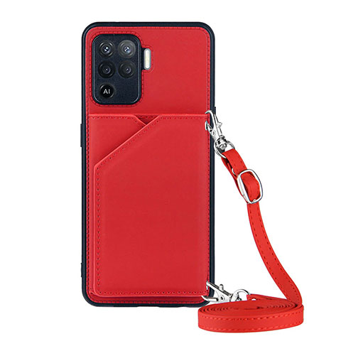 Custodia Lusso Pelle Cover Y02B per Oppo F19 Pro Rosso