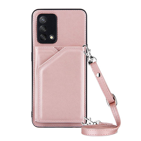 Custodia Lusso Pelle Cover Y02B per Oppo F19s Oro Rosa