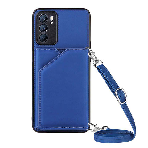 Custodia Lusso Pelle Cover Y02B per Oppo Reno6 5G Blu