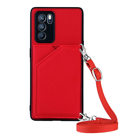 Custodia Lusso Pelle Cover Y02B per Oppo Reno6 Pro 5G India Rosso