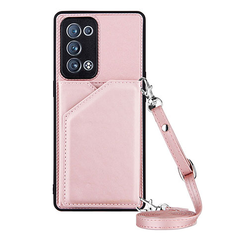 Custodia Lusso Pelle Cover Y02B per Oppo Reno6 Pro 5G Oro Rosa