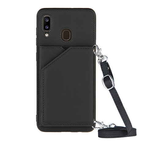 Custodia Lusso Pelle Cover Y02B per Samsung Galaxy A20 Nero