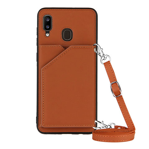 Custodia Lusso Pelle Cover Y02B per Samsung Galaxy A30 Marrone