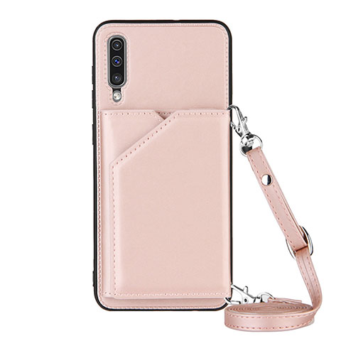 Custodia Lusso Pelle Cover Y02B per Samsung Galaxy A30S Oro Rosa