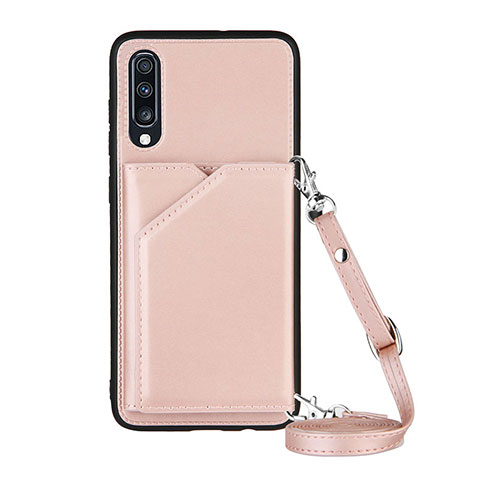 Custodia Lusso Pelle Cover Y02B per Samsung Galaxy A70 Oro Rosa