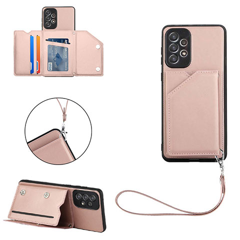 Custodia Lusso Pelle Cover Y02B per Samsung Galaxy A73 5G Oro Rosa