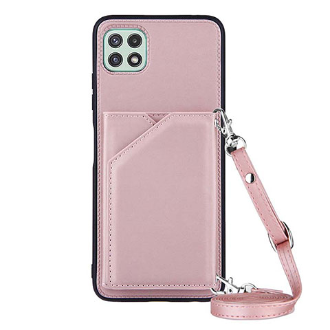 Custodia Lusso Pelle Cover Y02B per Samsung Galaxy F42 5G Oro Rosa