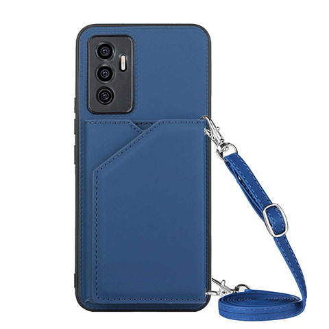 Custodia Lusso Pelle Cover Y02B per Vivo Y75 4G Blu