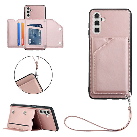 Custodia Lusso Pelle Cover Y03B per Samsung Galaxy A04s Oro Rosa