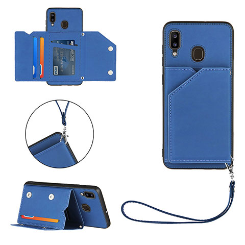 Custodia Lusso Pelle Cover Y03B per Samsung Galaxy A20 Blu