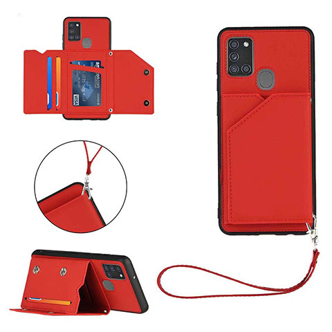 Custodia Lusso Pelle Cover Y03B per Samsung Galaxy A21s Rosso