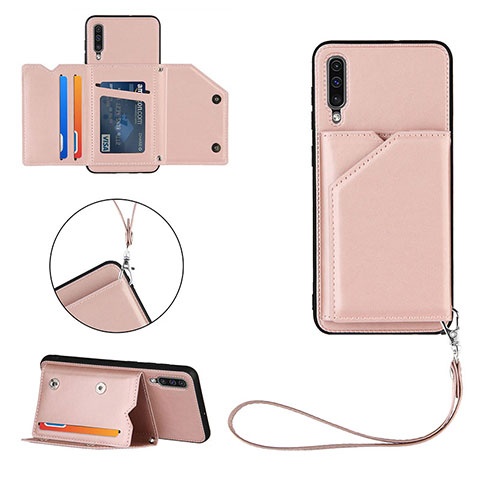 Custodia Lusso Pelle Cover Y03B per Samsung Galaxy A50S Oro Rosa