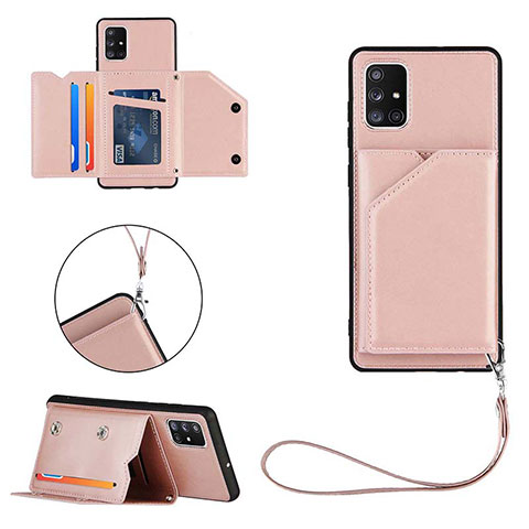 Custodia Lusso Pelle Cover Y03B per Samsung Galaxy A71 4G A715 Oro Rosa