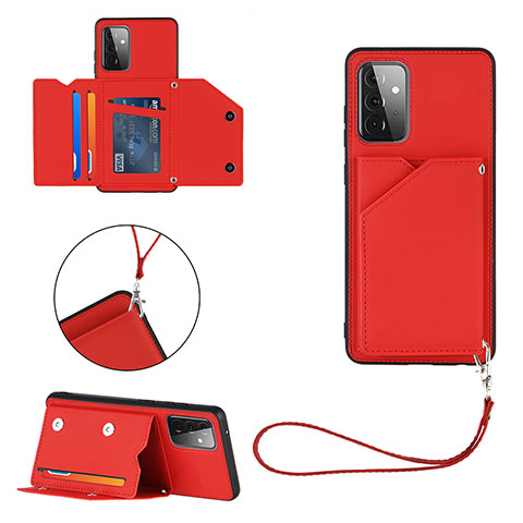 Custodia Lusso Pelle Cover Y03B per Samsung Galaxy A72 4G Rosso