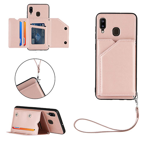 Custodia Lusso Pelle Cover Y03B per Samsung Galaxy M10S Oro Rosa