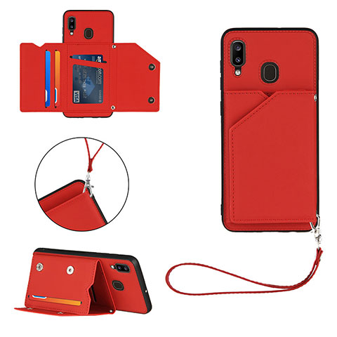 Custodia Lusso Pelle Cover Y03B per Samsung Galaxy M10S Rosso