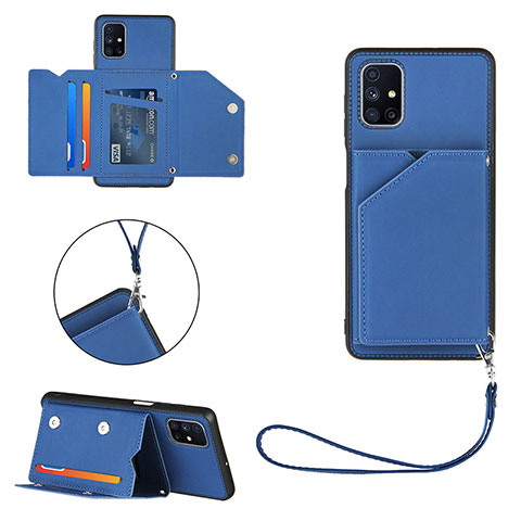 Custodia Lusso Pelle Cover Y03B per Samsung Galaxy M51 Blu